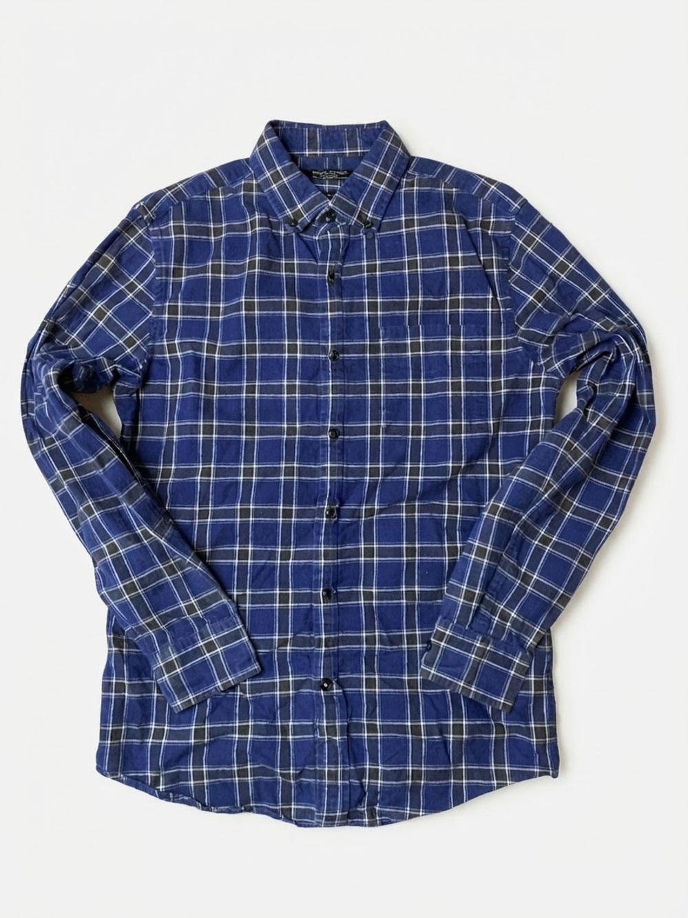 Banana Republic Luxe Flannel Slim Fit Shirt Blue Plaid Button Down S